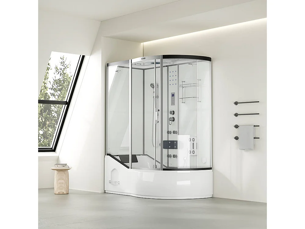 Home Deluxe Douche à vapeur ALLIN 4en1 blanc Droite Blanc