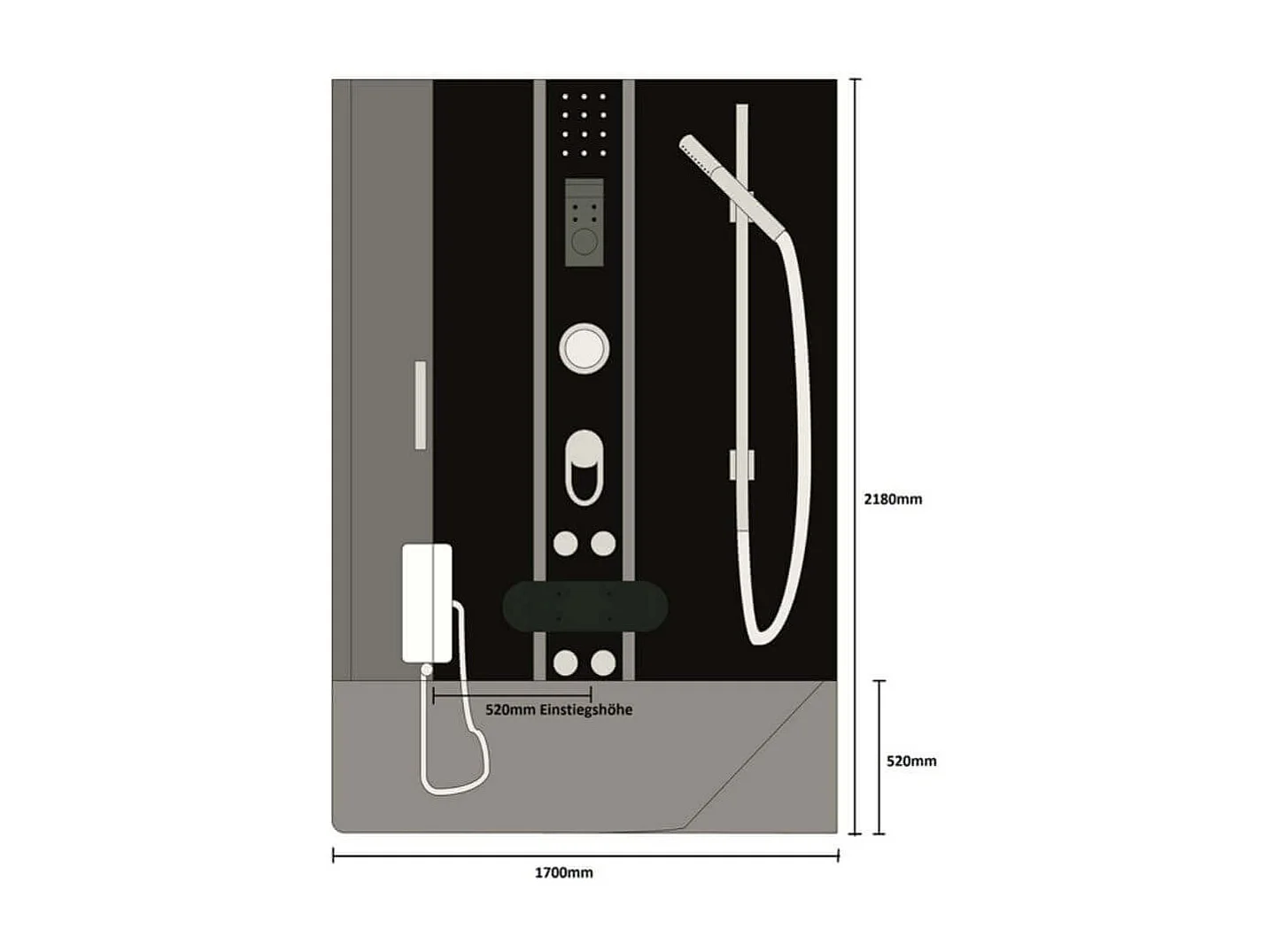 Home Deluxe Douche à vapeur ALLIN 4en1 blanc Droite Blanc