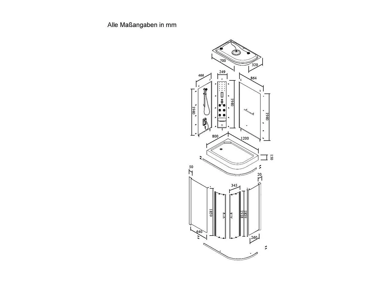 Home Deluxe Douche à vapeur WHITE PEARL 120 x 80 cm Droite