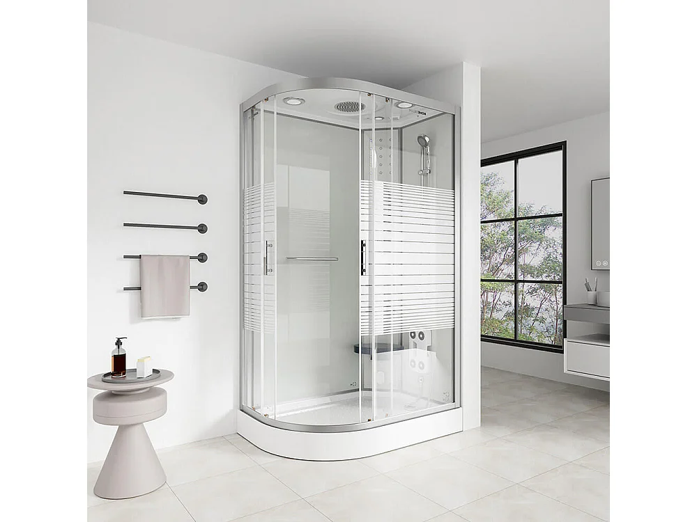 Home Deluxe Douche hammam WHITE PEARL 120 x 80 cm Gauche