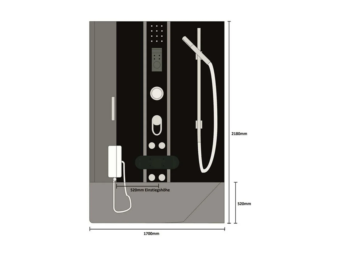 Home Deluxe Douche à vapeur ALLIN 4in1 blanc Gauche Blanc