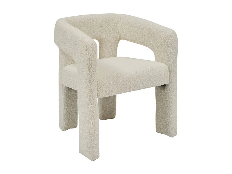 Chaise d'appoint en tissu bouclette crème - Longueur 63 x Profondeur 57 x Hauteur 75 cm