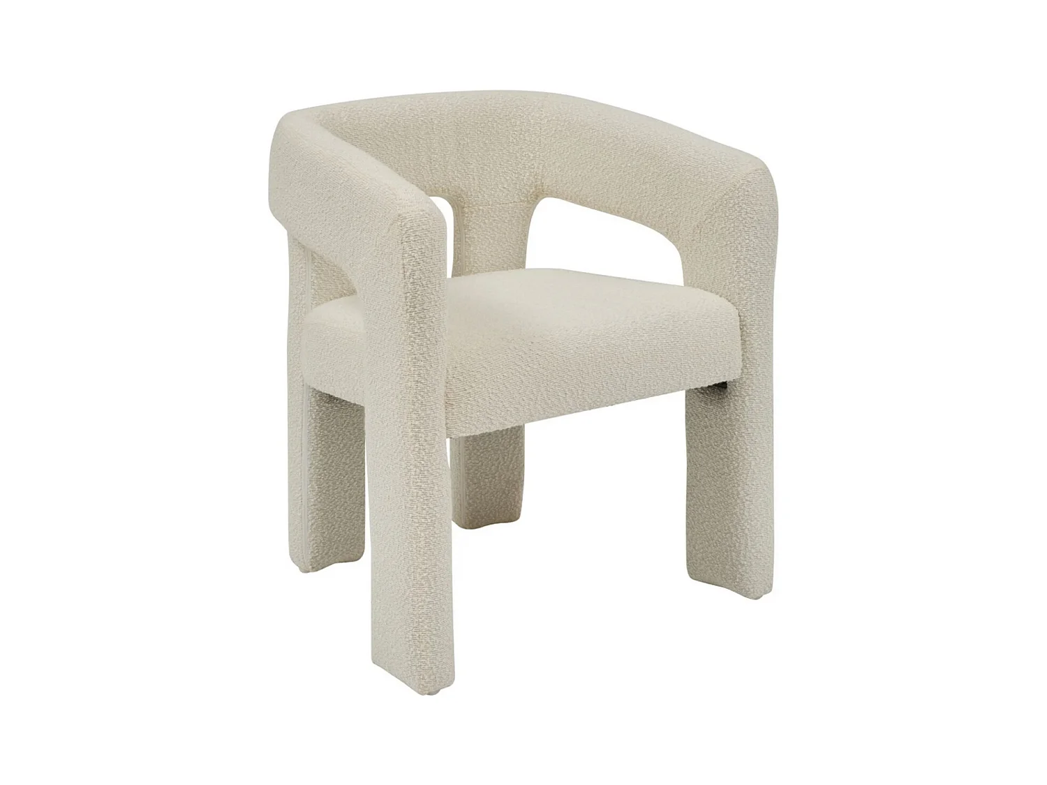 Chaise d'appoint en tissu bouclette crème - Longueur 63 x Profondeur 57 x Hauteur 75 cm