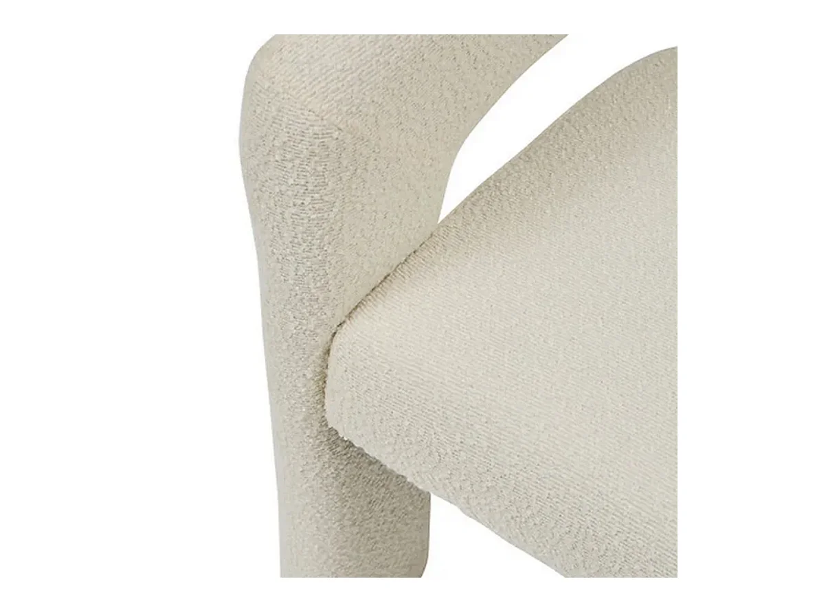 Chaise d'appoint en tissu bouclette crème - Longueur 63 x Profondeur 57 x Hauteur 75 cm