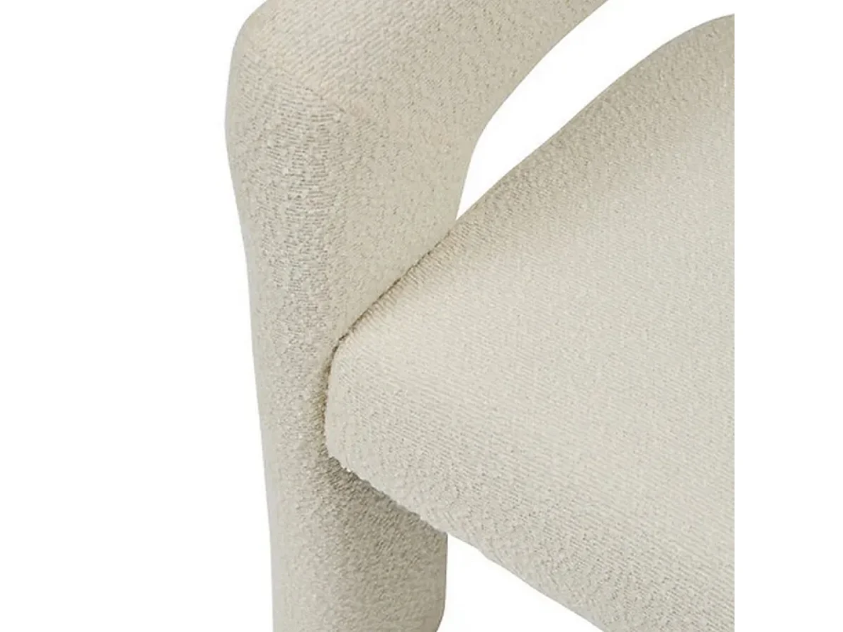 Chaise d'appoint en tissu bouclette crème - Longueur 63 x Profondeur 57 x Hauteur 75 cm