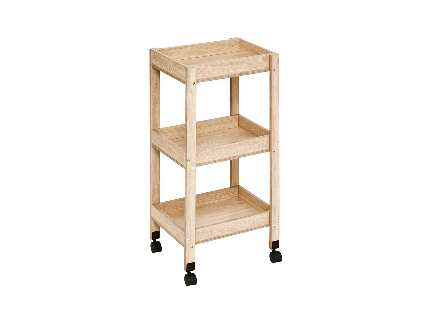 Desserte 3 niveaux coloris effet bois clair - Longueur 40 x Profondeur 30 x Hauteur 80 cm