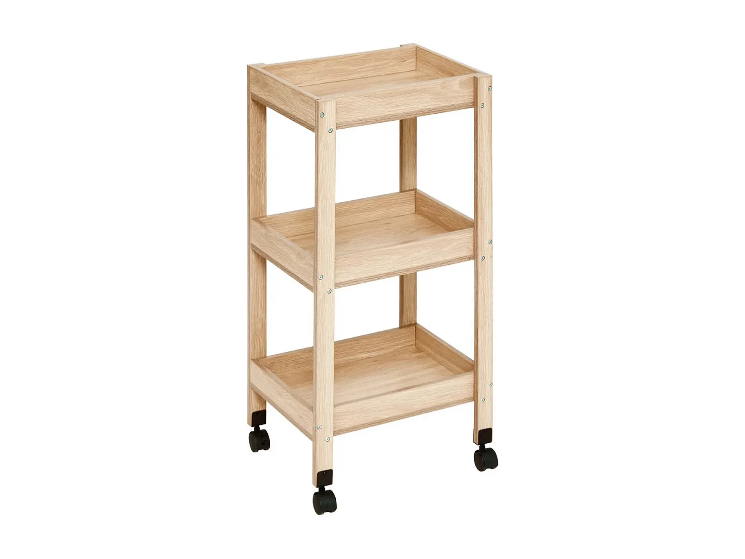 Desserte 3 niveaux coloris effet bois clair - Longueur 40 x Profondeur 30 x Hauteur 80 cm