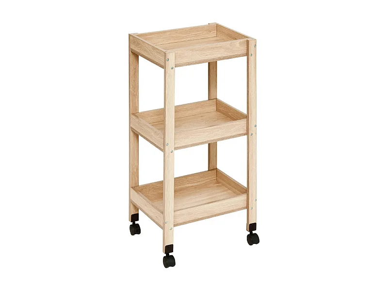 Desserte 3 niveaux coloris effet bois clair - Longueur 40 x Profondeur 30 x Hauteur 80 cm