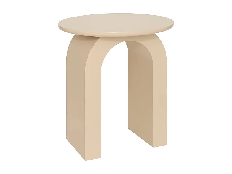 Table d'appoint, table ronde coloris beige - Diamètre 40 x Hauteur 45 cm