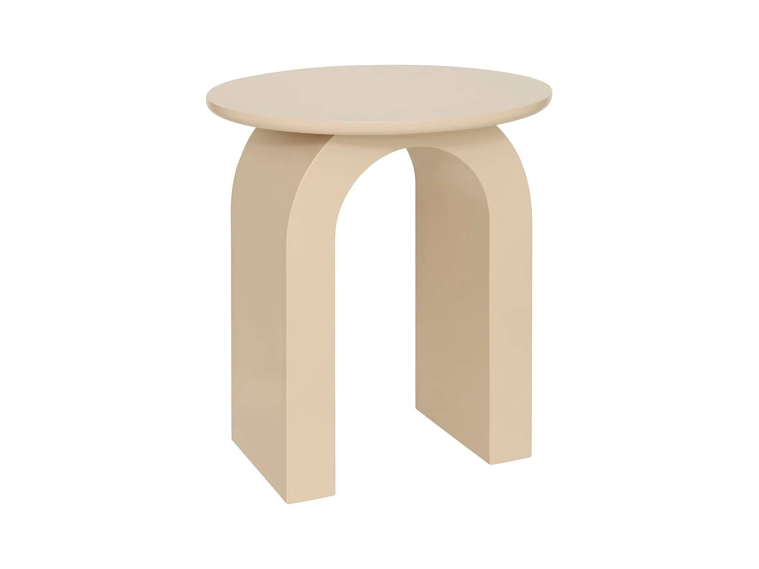 Table d'appoint, table ronde coloris beige - Diamètre 40 x Hauteur 45 cm