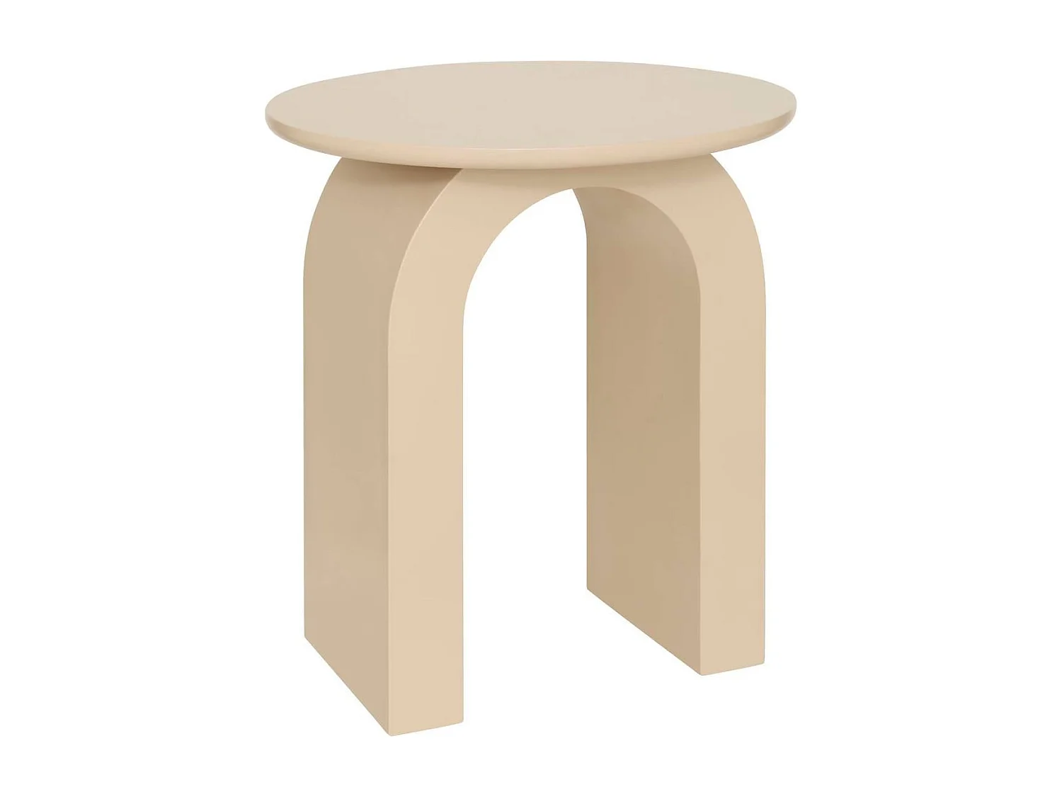 Table d'appoint, table ronde coloris beige - Diamètre 40 x Hauteur 45 cm