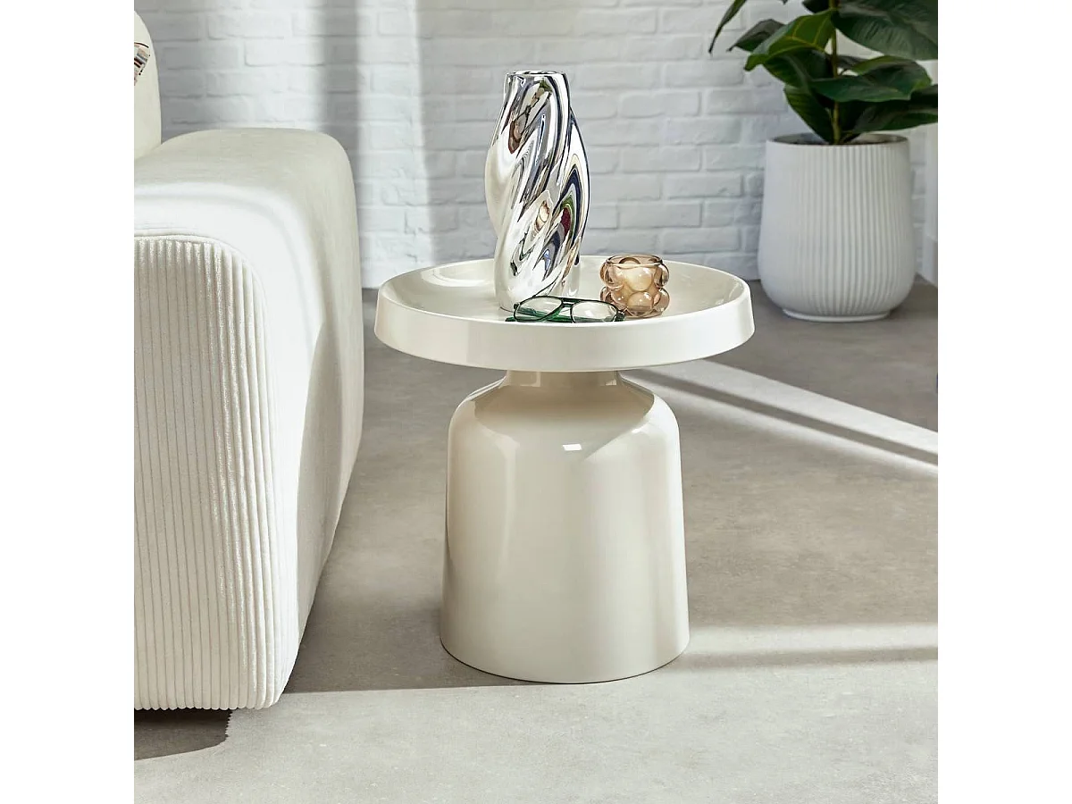 Table d'appoint, table basse ronde en acier - Diamètre 43 x Hauteur 42 cm