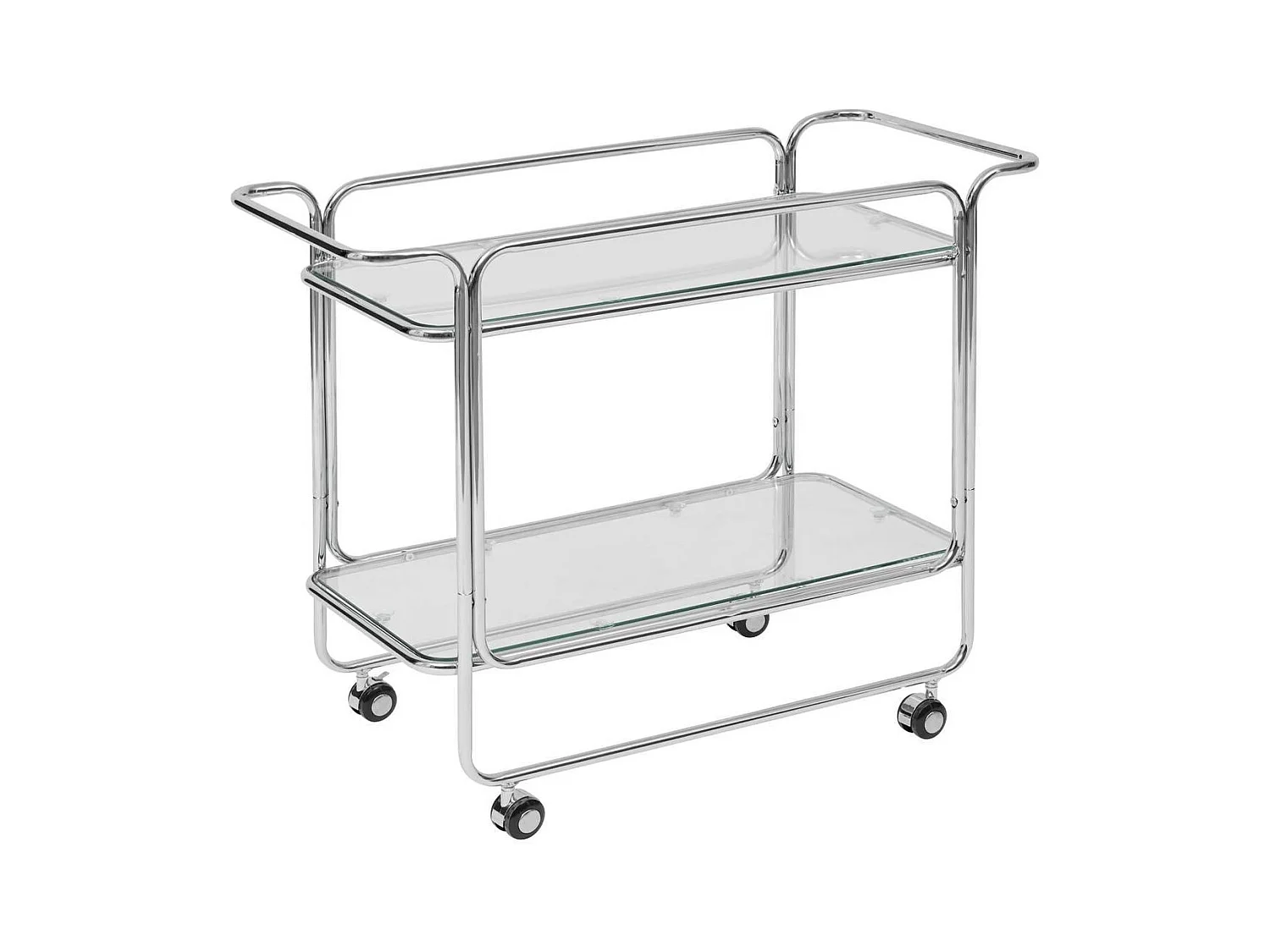 Desserte chariot à roues avec plateaux en verre - Longueur 92 x Profondeur 40 x Hauteur 71 cm