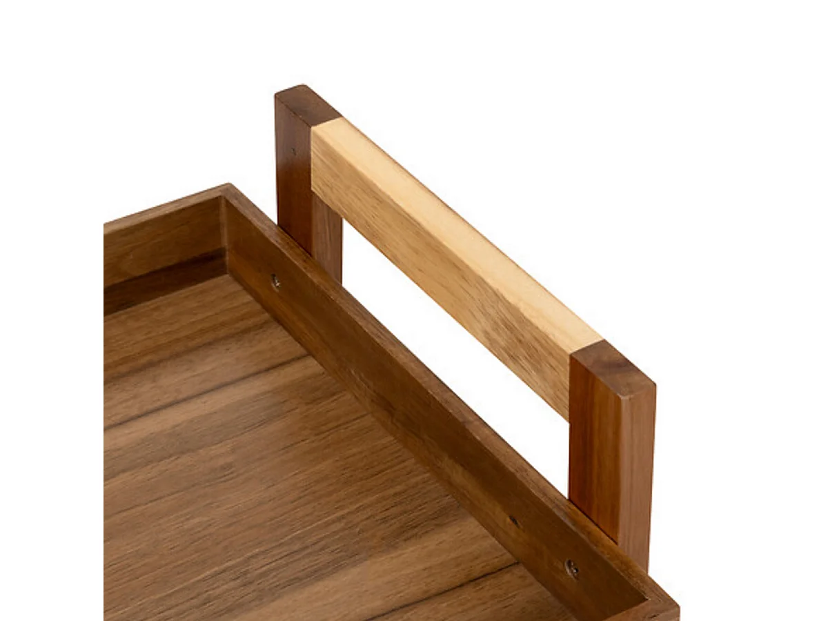Desserte à roues 3 niveaux en bois d'acacia - Longueur 40 x largeur 30,5 x Hauteur 84,5 cm