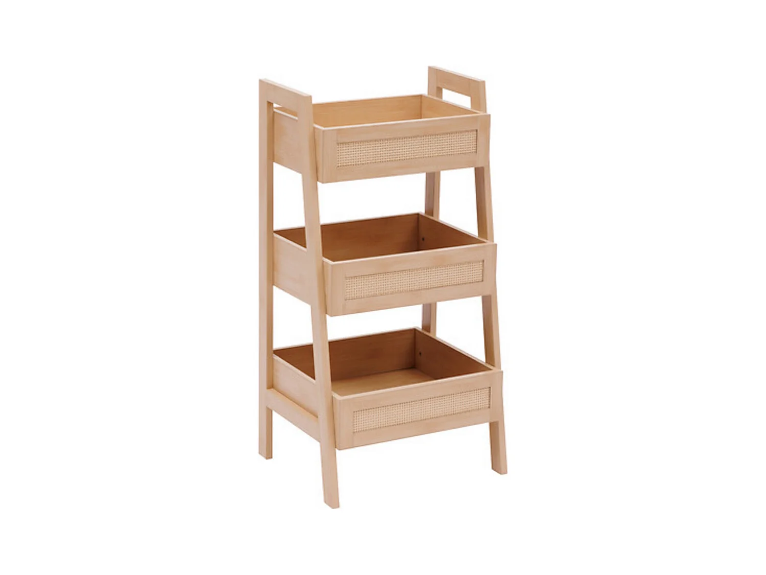 Desserte de 3 compartiments coloris effet bois clair - Longueur 40 x largeur 34,2 x Hauteur 80 cm