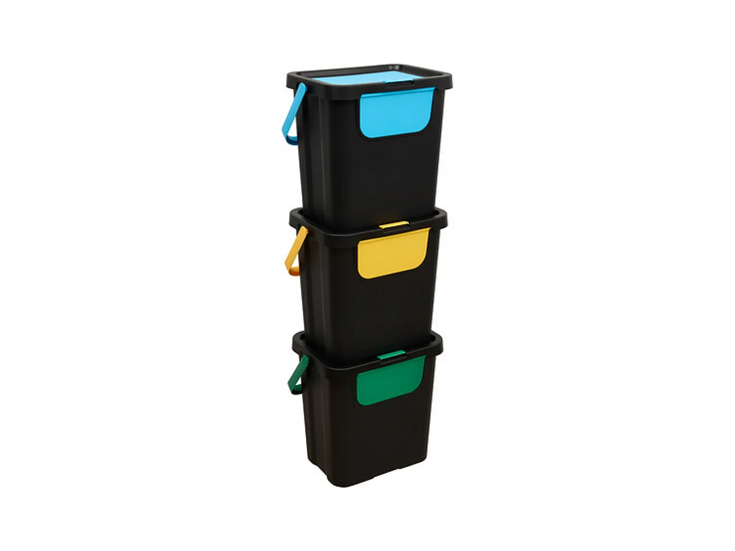 Lot de 3 poubelles de tri 3 Bacs empilables, capacité 24 l - Longueur 26,5 x largeur 38,5 x Hauteur 109 cm