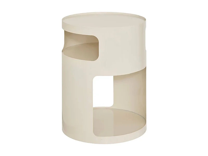 Table d'appoint, table basse ronde en acier blanc- Diamètre 32,5 x Hauteur 45 cm