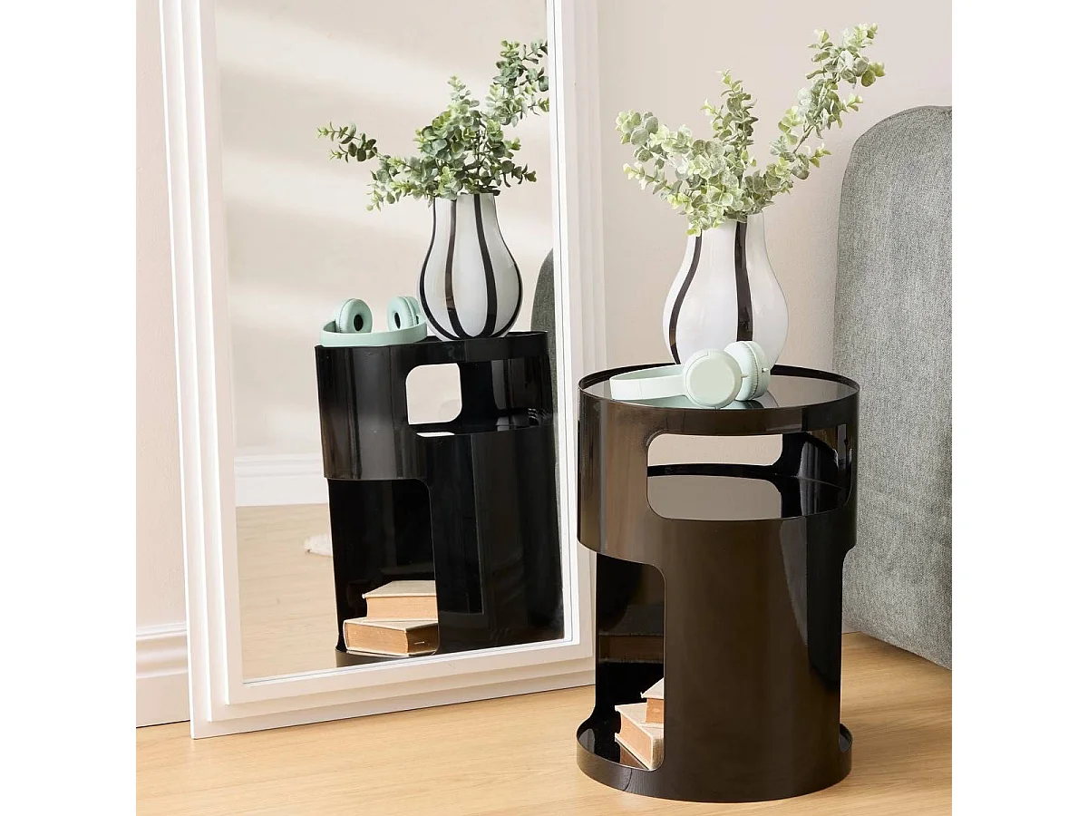 Table d'appoint, table basse ronde en acier Noir- Diamètre 32,5 x Hauteur 45 cm