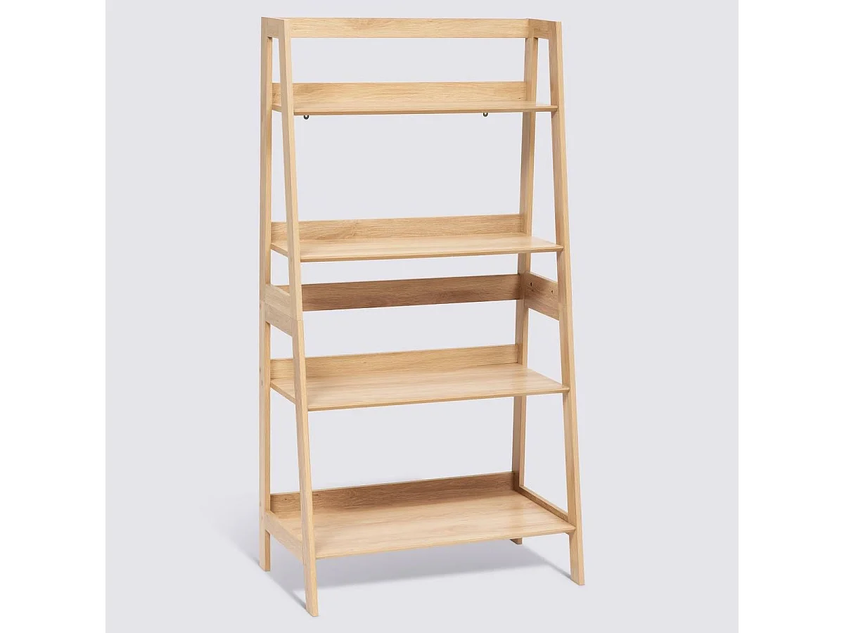 Etagère 4 niveaux coloris effet bois naturel - Longueur 76 x largeur 43 x Hauteur 146 cm