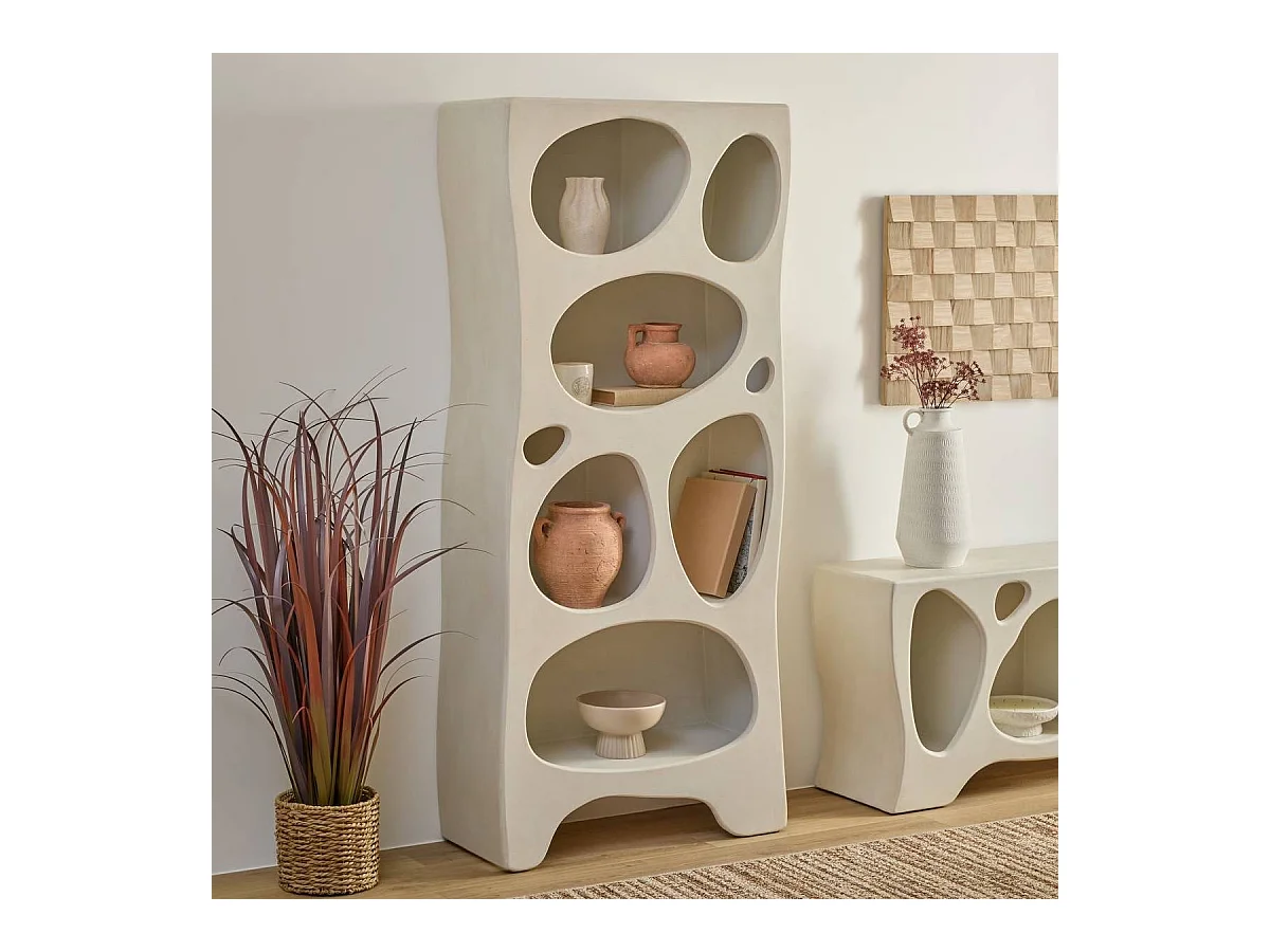 Etagère meuble de rangement coloris ivoire - Longueur 80,5 x Profondeur 36,2 x Hauteur 181,2 cm