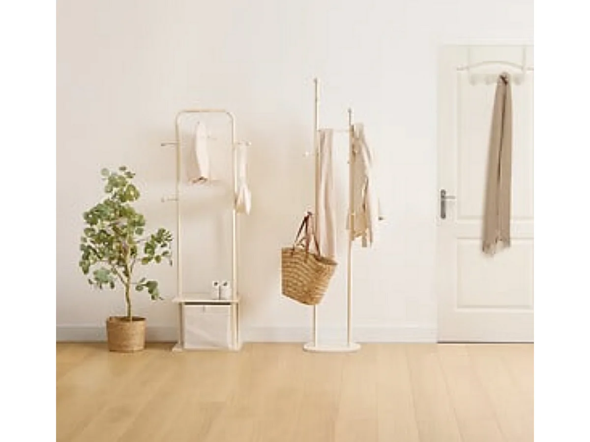 Portant à vêtements, 2 étagères, coloris argile - Longueur 45 x largeur 31 x Hauteur 164 cm