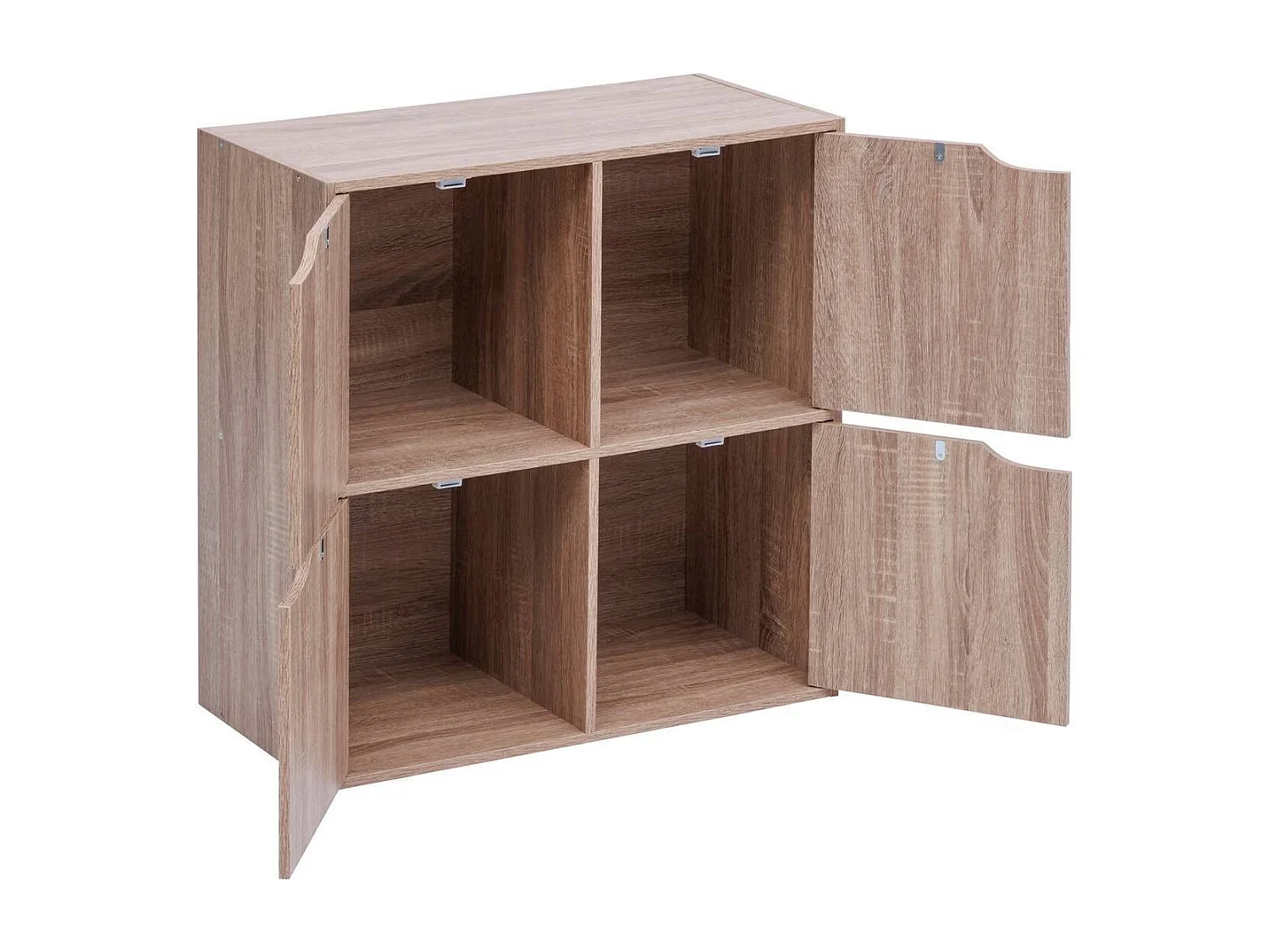 Etagère 4 cases meuble de rangement coloris effet bois clair - Longueur 67,5 x largeur 32 x Hauteur 67,5 cm
