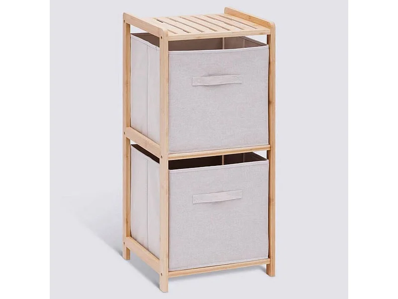 Etagère meuble de rangement avec 2 bacs - Longueur 34,7 x Profondeur 33 x Hauteur 77,5 cm