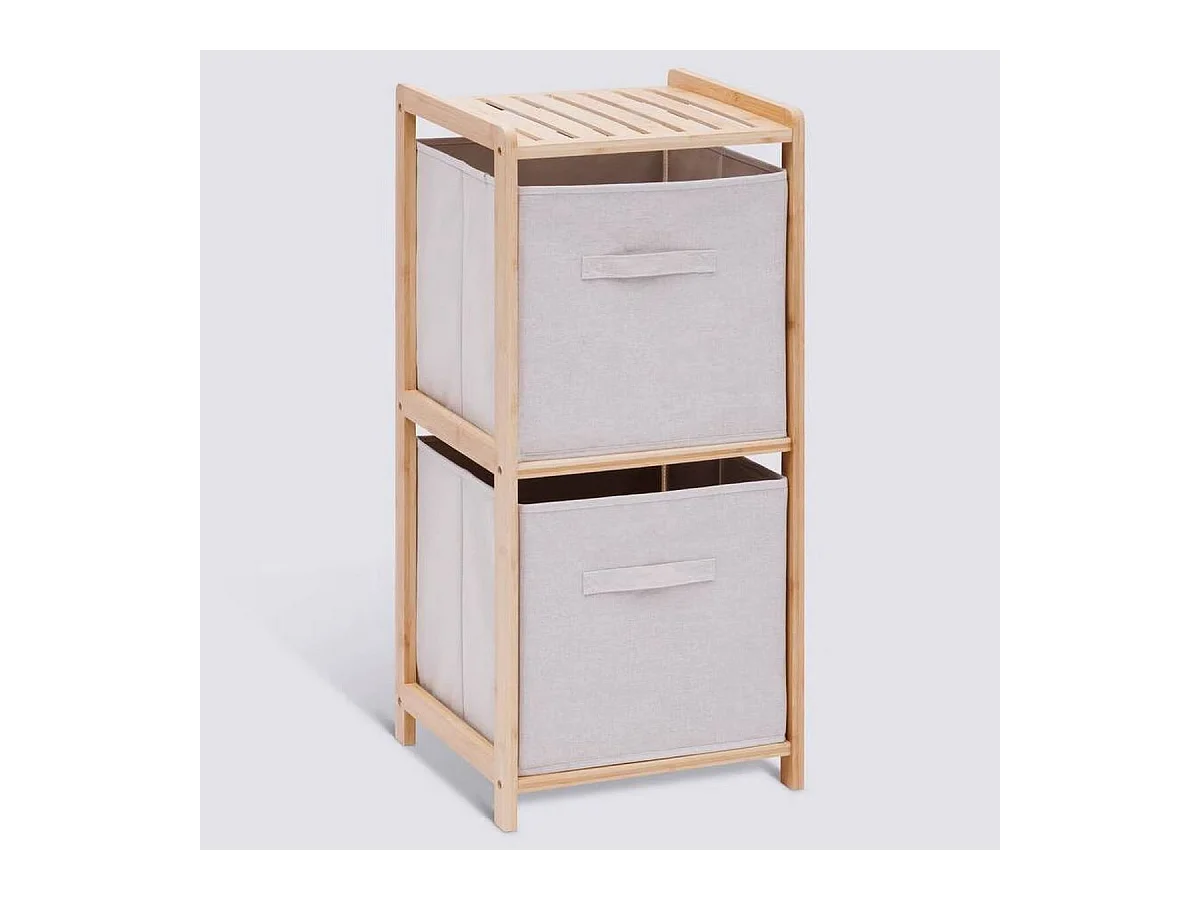Etagère meuble de rangement avec 2 bacs - Longueur 34,7 x Profondeur 33 x Hauteur 77,5 cm