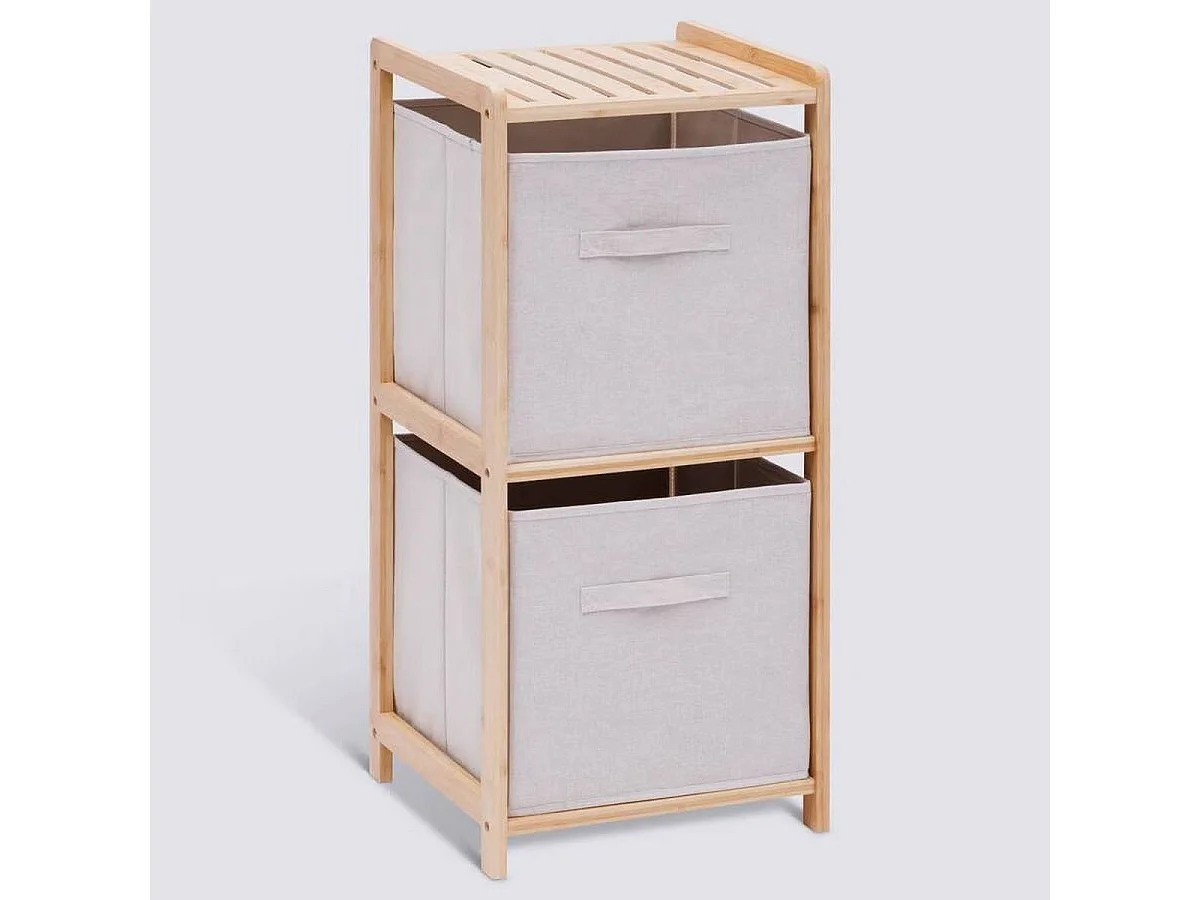 Etagère meuble de rangement avec 2 bacs - Longueur 34,7 x Profondeur 33 x Hauteur 77,5 cm