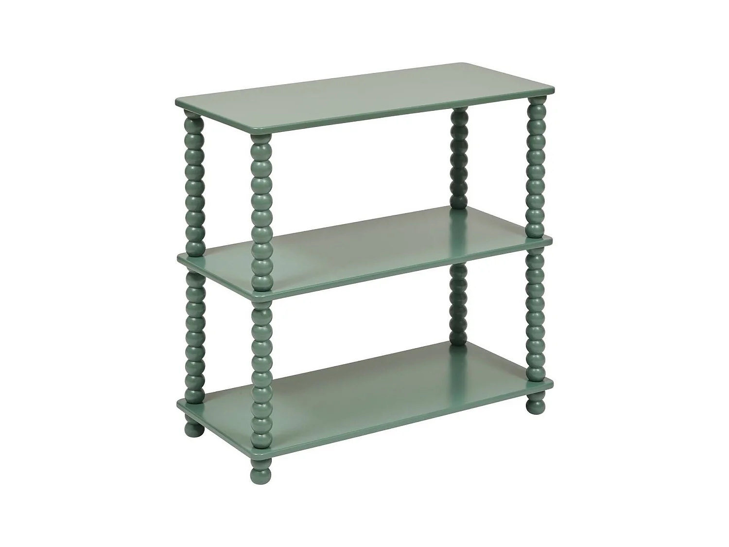 Etagère 3 niveaux avec pieds torsadés coloris vert - Longueur 75 x largeur 34 x Hauteur 75 cm