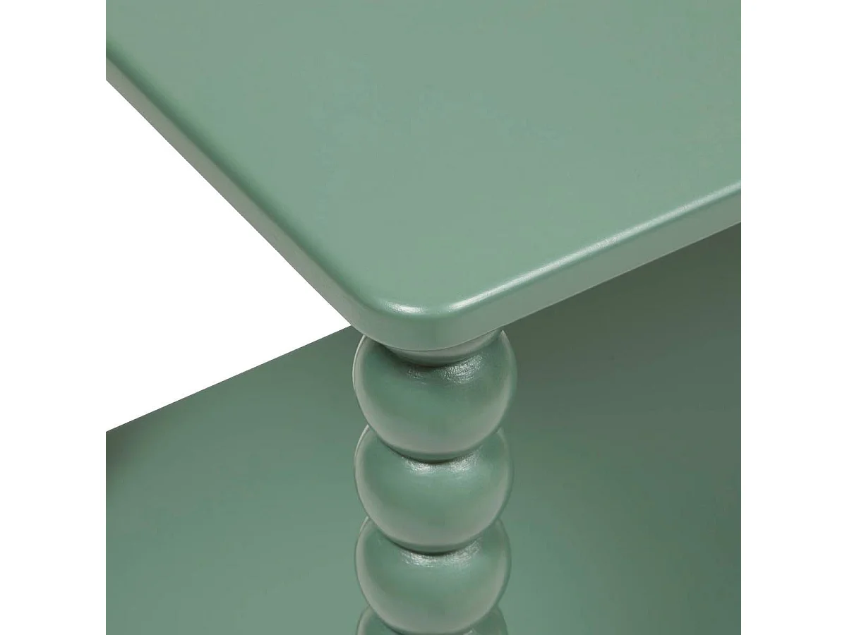Etagère 3 niveaux avec pieds torsadés coloris vert - Longueur 75 x largeur 34 x Hauteur 75 cm