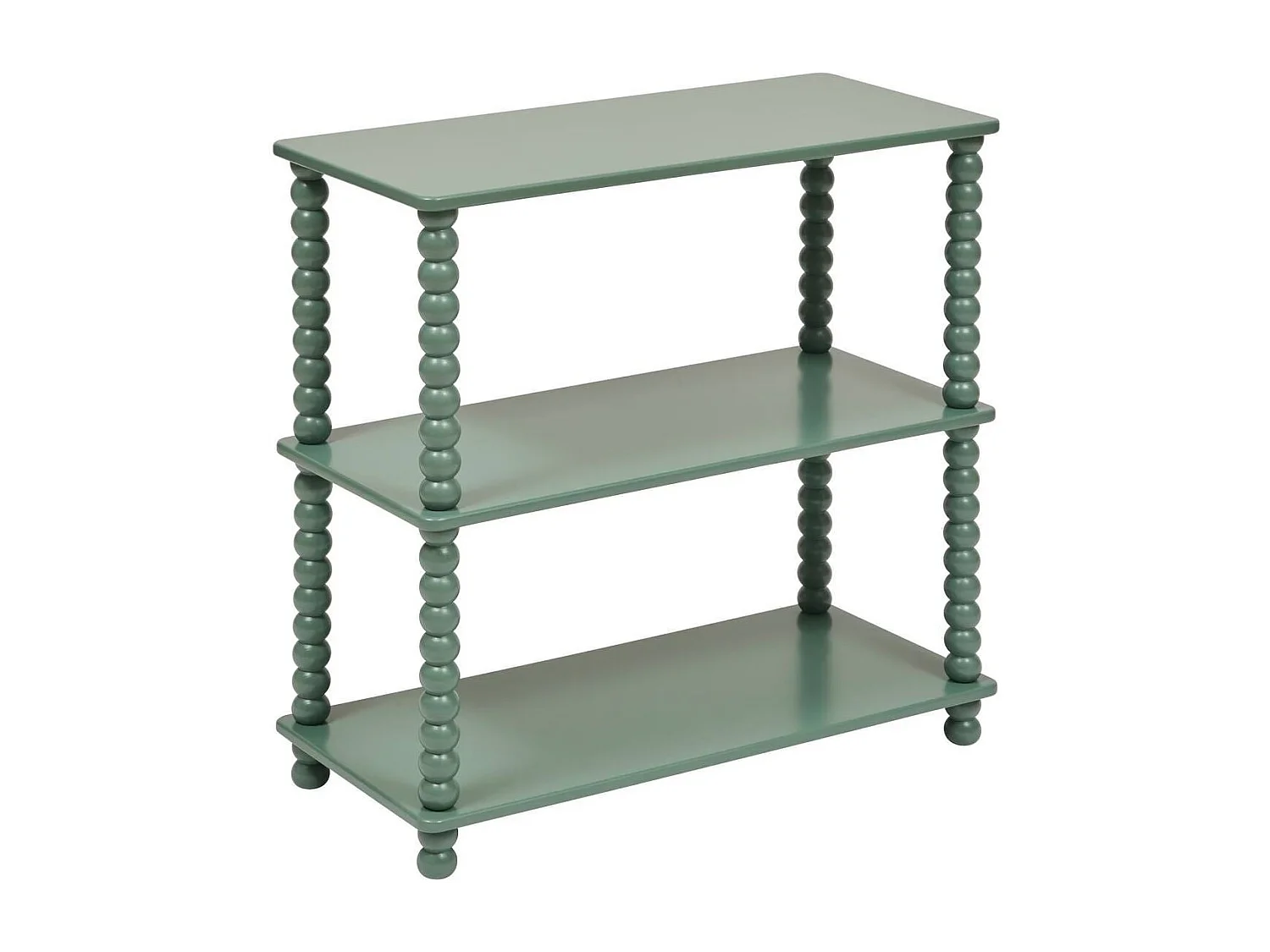 Etagère 3 niveaux avec pieds torsadés coloris vert - Longueur 75 x largeur 34 x Hauteur 75 cm