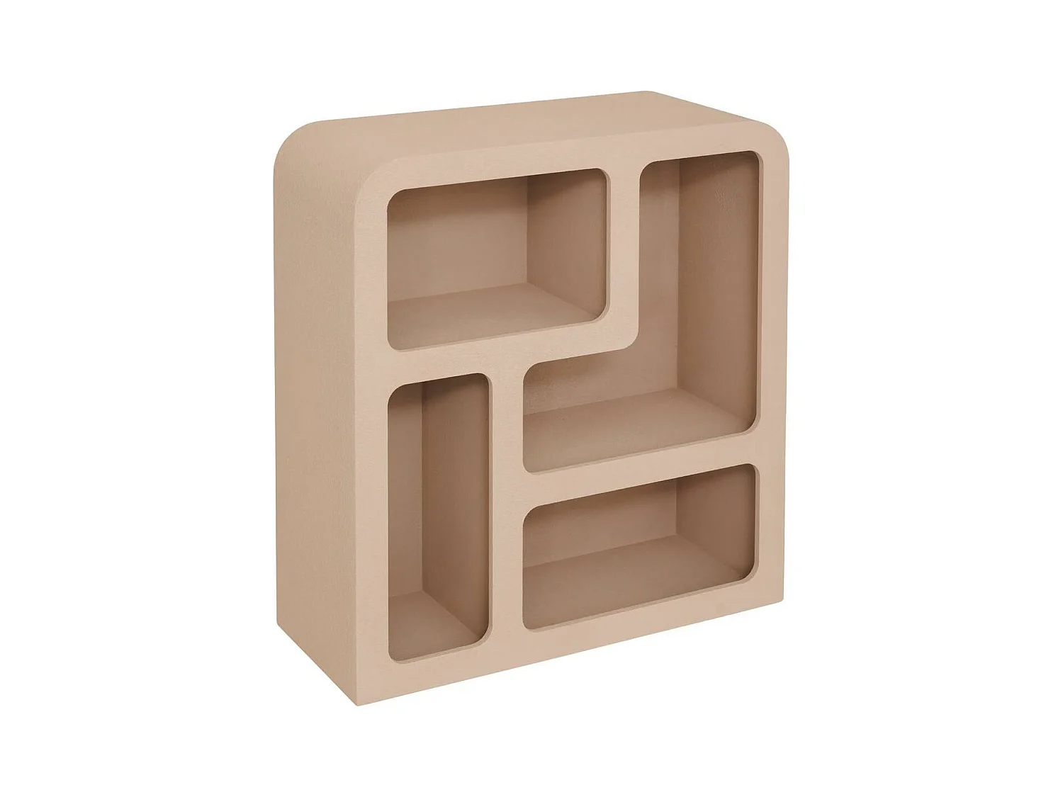 Etagère meuble de rangement 4 niches coloris Beige - Longueur 75 cm x Largeur 30 cm x Hauteur 85 cm