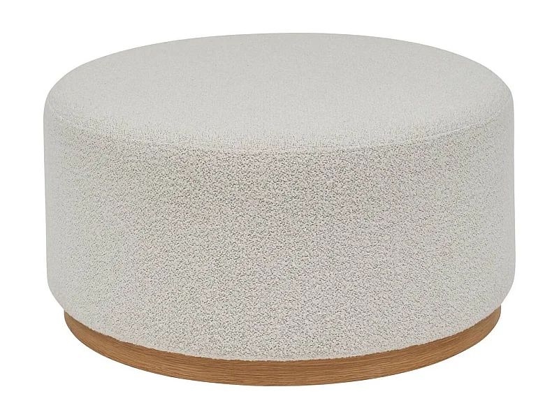 Pouf Large rembourée en tissu bouclette crème - Longueur 81 x Profondeur 81 x Hauteur 41,5 cm