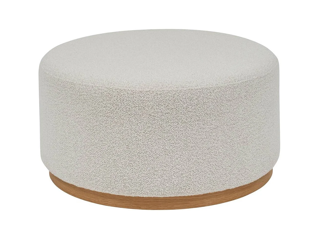 Pouf Large rembourée en tissu bouclette crème - Longueur 81 x Profondeur 81 x Hauteur 41,5 cm