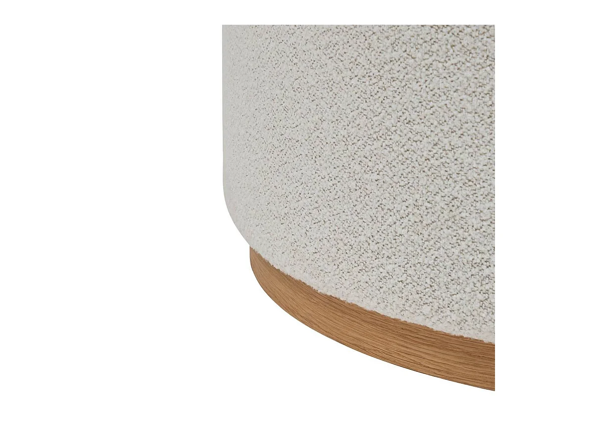 Pouf Large rembourée en tissu bouclette crème - Longueur 81 x Profondeur 81 x Hauteur 41,5 cm