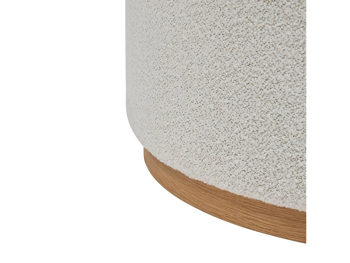 Pouf Large rembourée en tissu bouclette crème - Longueur 81 x Profondeur 81 x Hauteur 41,5 cm