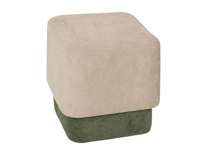 Lot de 2 Poufs carrés empilables coloris sable et vert - Longueur 41 x Profondeur 41 x Hauteur 42 cm