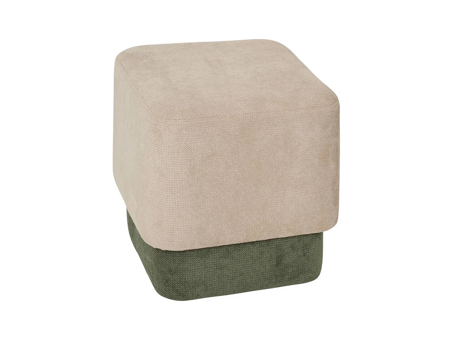 Lot de 2 Poufs carrés empilables coloris sable et vert - Longueur 41 x Profondeur 41 x Hauteur 42 cm