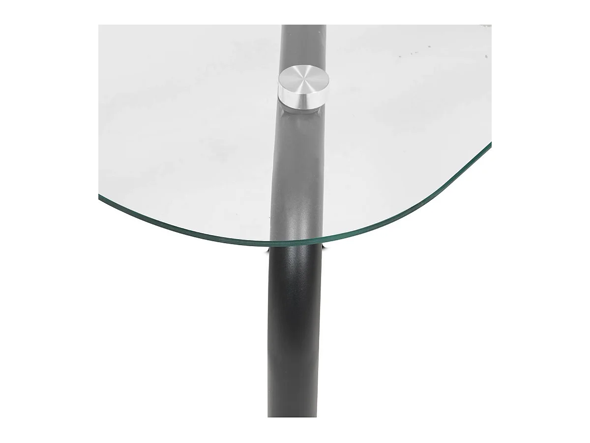 Table basse en verre transparent et pieds en métal noir - Longueur 110 x largeur 60 x Hauteur 44,5 cm