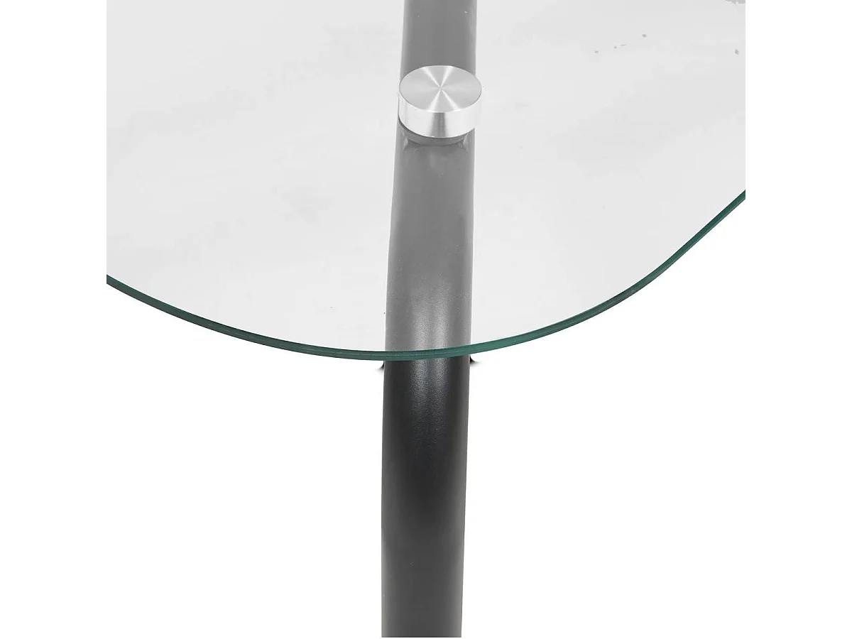 Table basse en verre transparent et pieds en métal noir - Longueur 110 x largeur 60 x Hauteur 44,5 cm