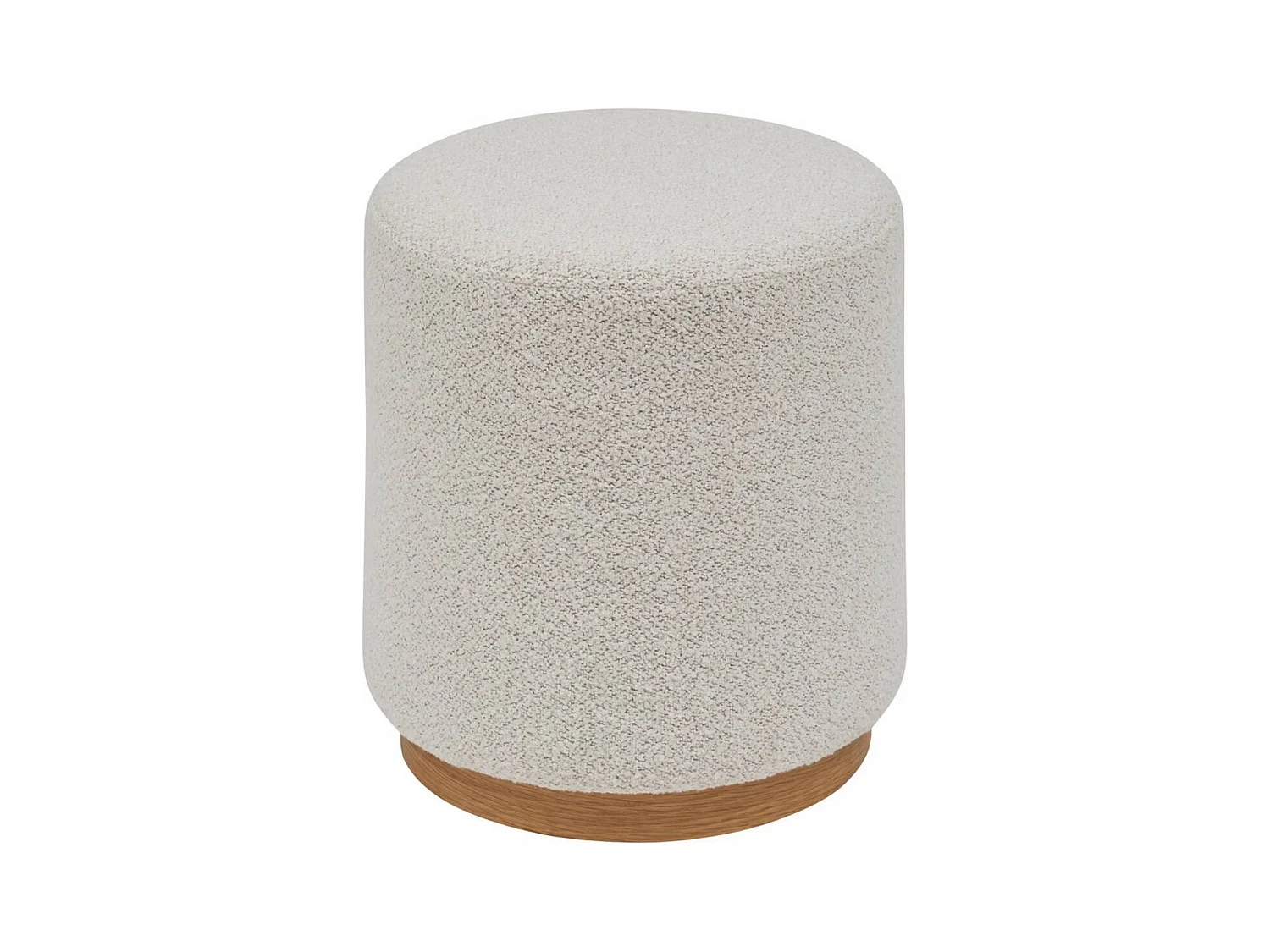 Pouf ronde en tissu bouclette crème - Longueur 41 x Profondeur 41 x Hauteur 45 cm