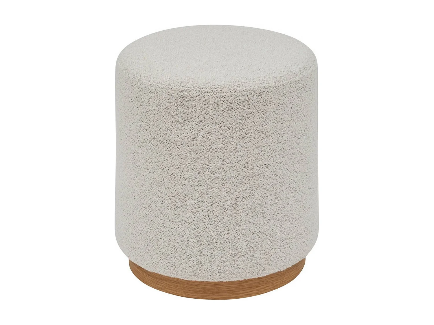 Pouf ronde en tissu bouclette crème - Longueur 41 x Profondeur 41 x Hauteur 45 cm