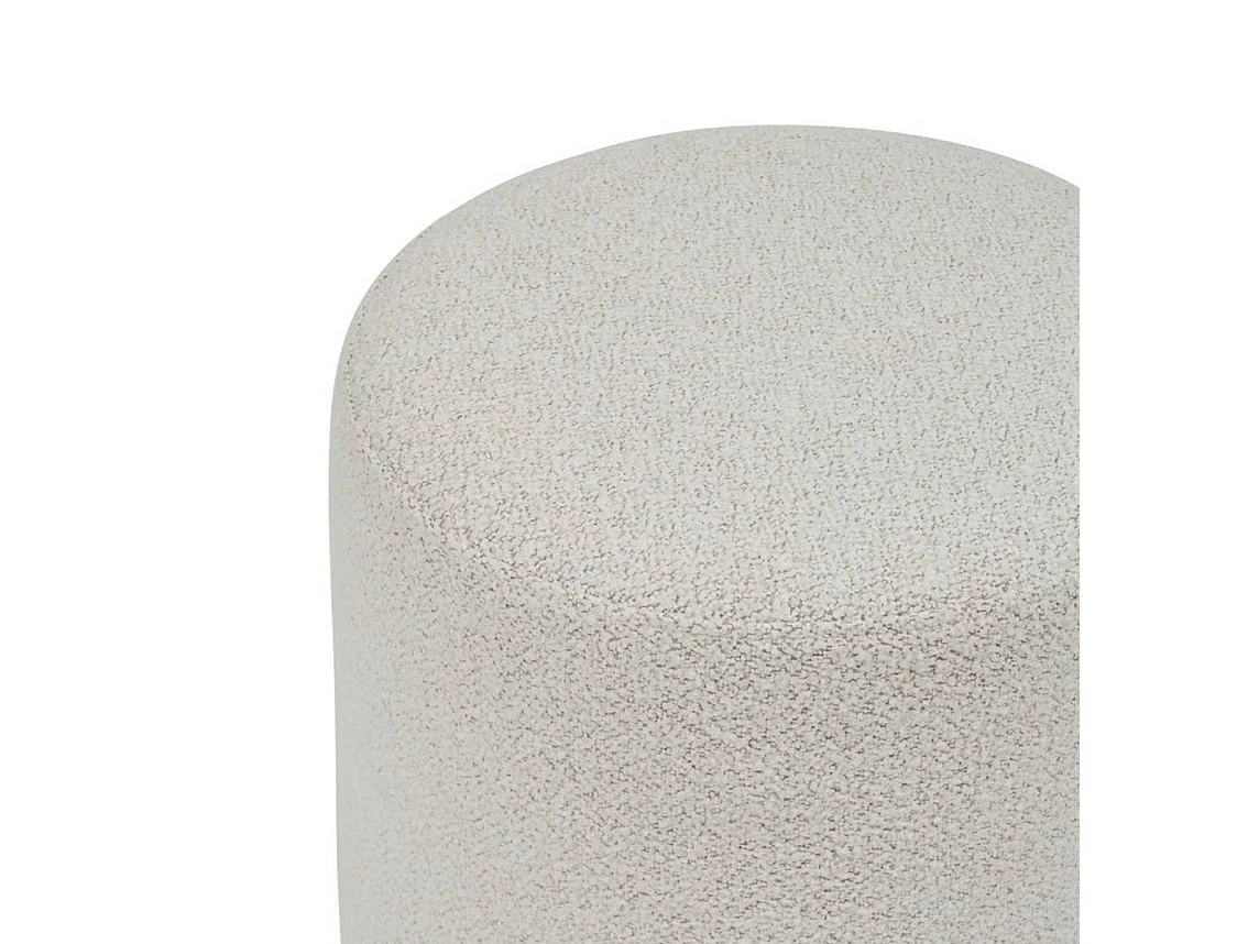 Pouf ronde en tissu bouclette crème - Longueur 41 x Profondeur 41 x Hauteur 45 cm