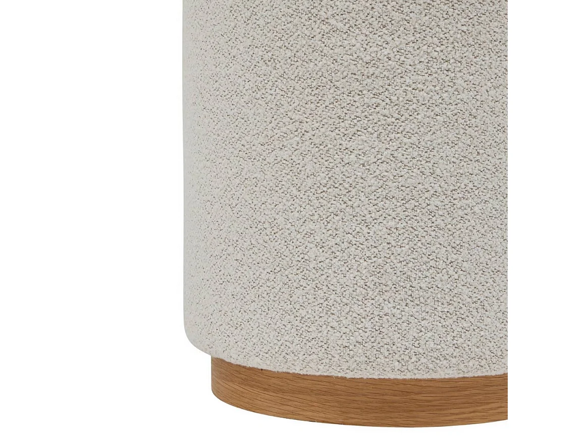 Pouf ronde en tissu bouclette crème - Longueur 41 x Profondeur 41 x Hauteur 45 cm