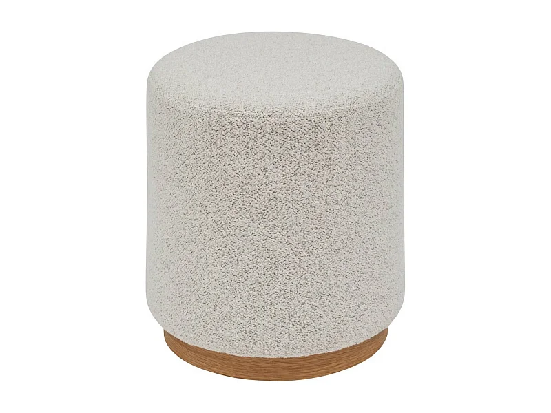 Pouf ronde en tissu bouclette crème - Longueur 41 x Profondeur 41 x Hauteur 45 cm