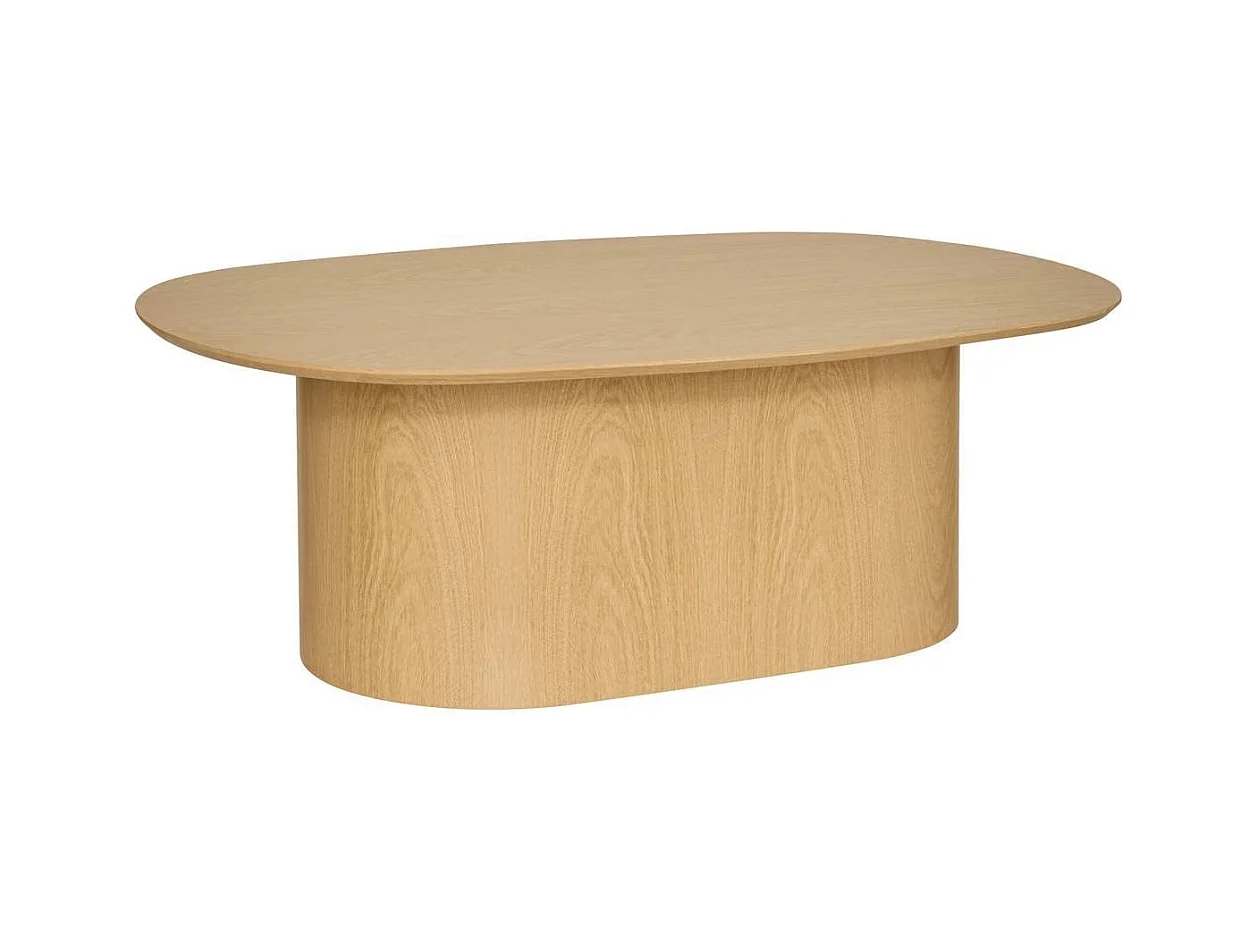 Table basse ovale coloris effet bois clair - Longueur 100 x largeur 70 x Hauteur 36,4 cm