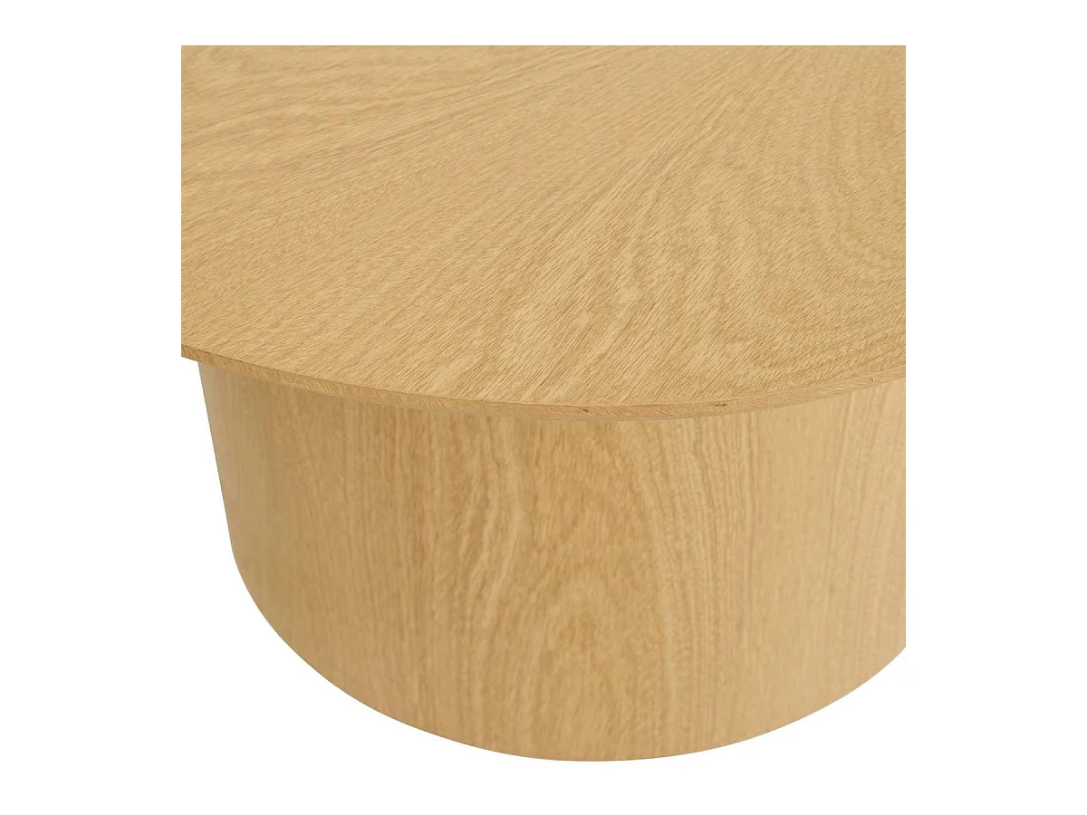 Table basse ovale coloris effet bois clair - Longueur 100 x largeur 70 x Hauteur 36,4 cm