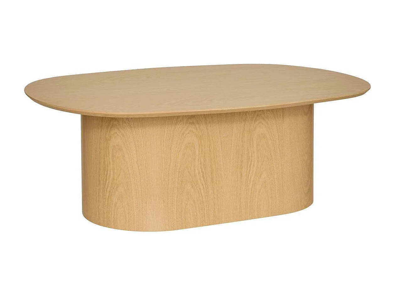 Table basse ovale coloris effet bois clair - Longueur 100 x largeur 70 x Hauteur 36,4 cm