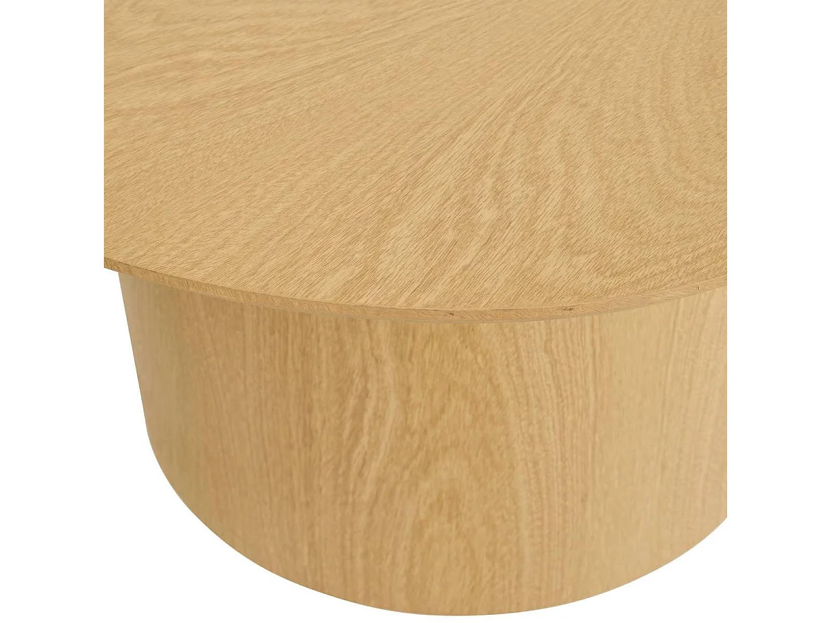 Table basse ovale coloris effet bois clair - Longueur 100 x largeur 70 x Hauteur 36,4 cm